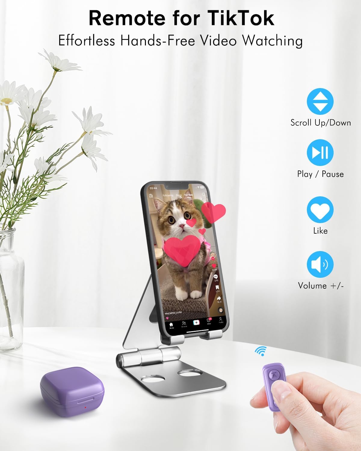 Remote Scrolling Ring for TikTok, Bluetooth Page Turner for iPad iPhone